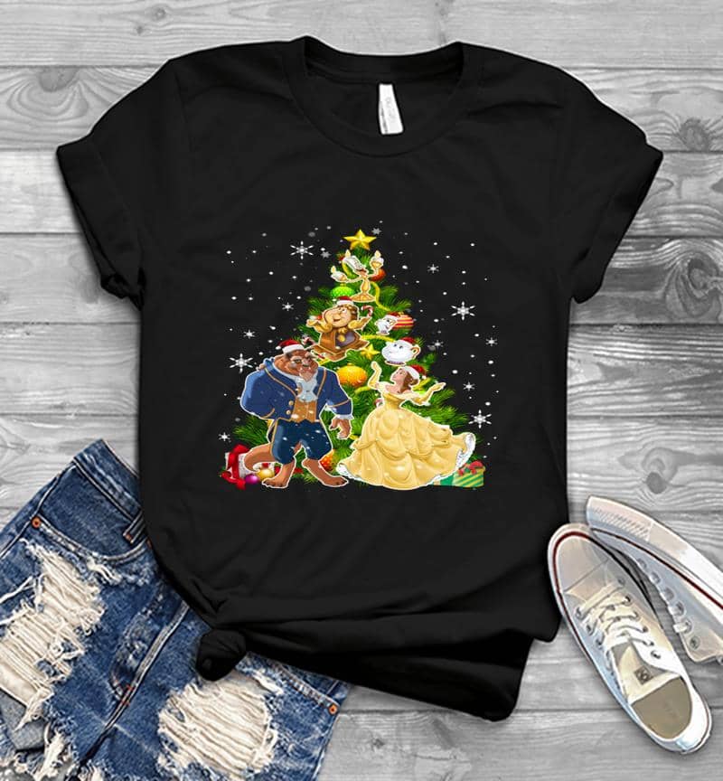Beauty And The Beast Christmas Tree Mens T-Shirt