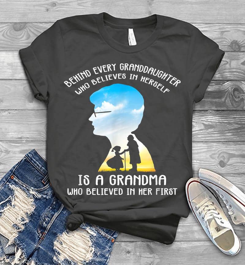 Inktee Store - Behind Every Granddaughter Who Believes In Herself Mens T-Shirt Image