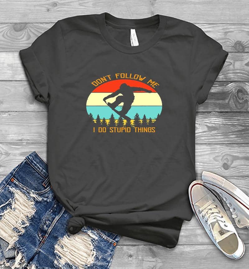 Inktee Store - Bigfoot Snowboarding Dont Follow Me I Do Stupid Things Vintage Mens T-Shirt Image