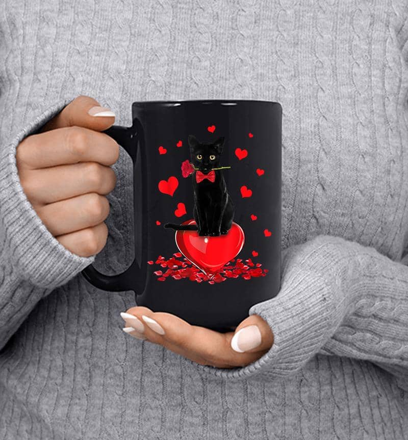 Black Cat Valentines Day Boys Girls Valentine Mug