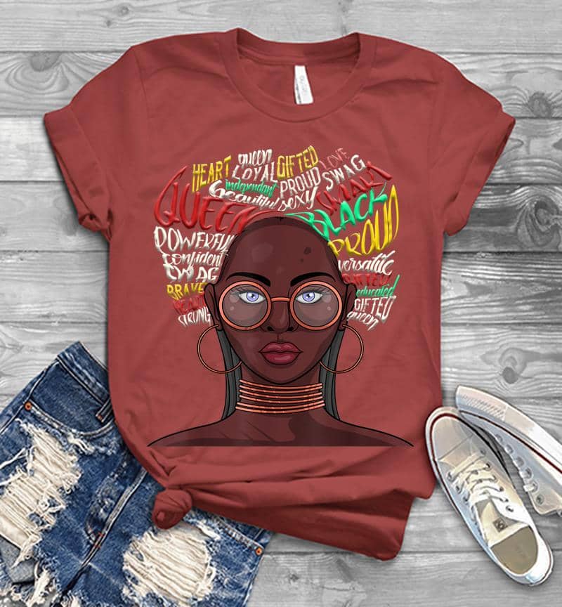 Inktee Store - Black Queen For African American Natural Afro Mens T-Shirt Image