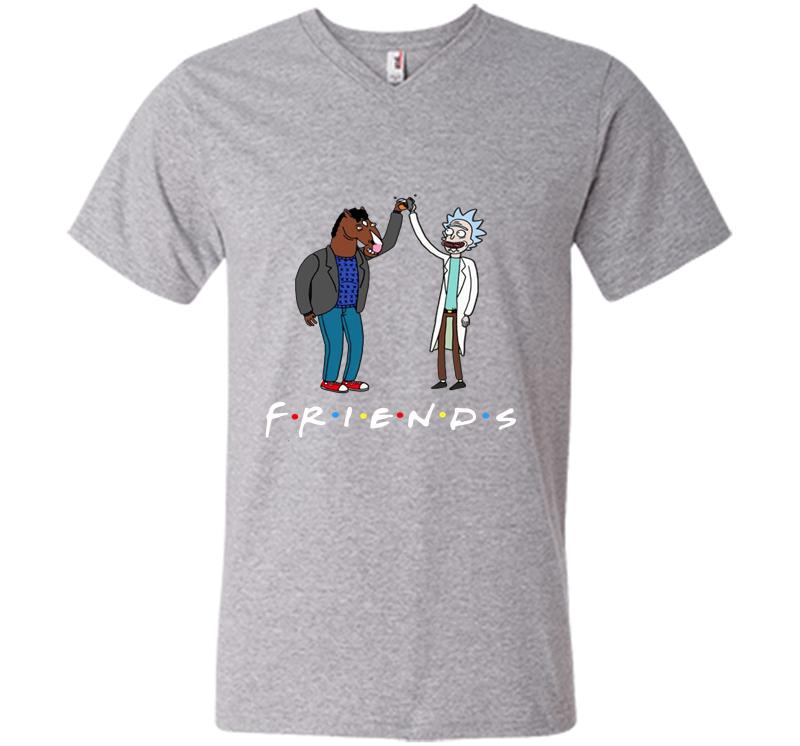 Inktee Store - Bojack Horseman And Rick Morty Is Friends Tv Show V-Neck T-Shirt Image