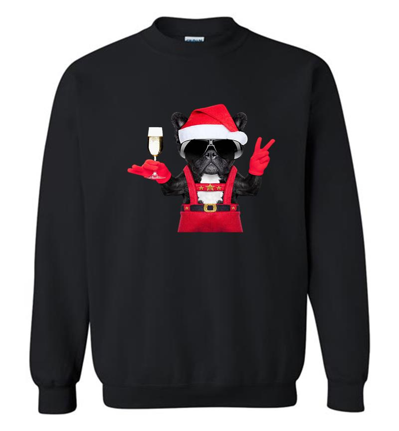 Bulldog Deapool Santa Wine Christmas Sweatshirt