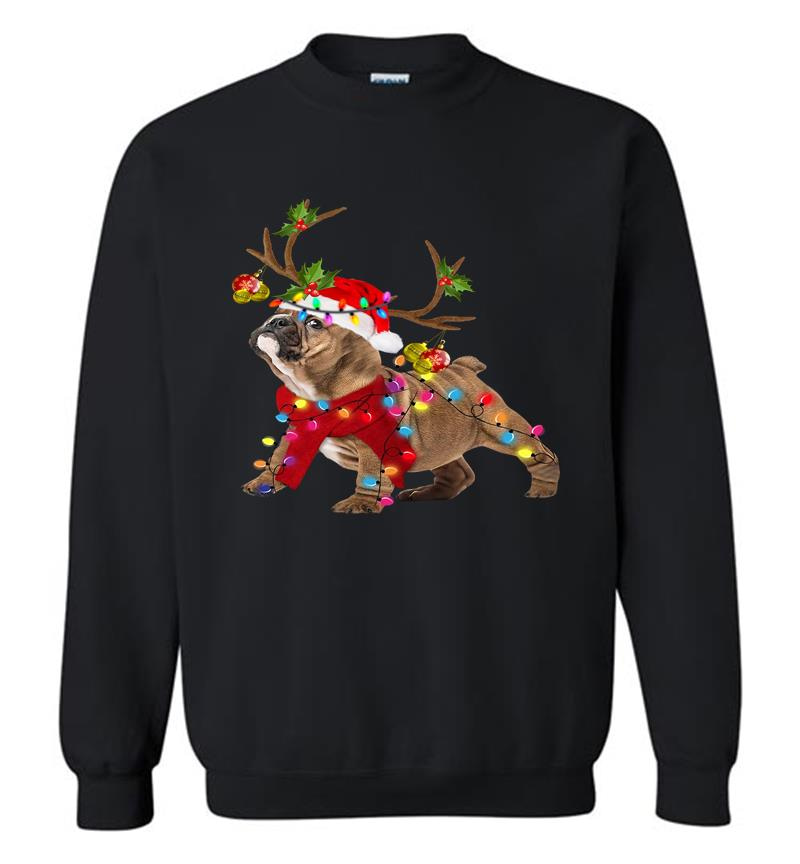 Bulldog Reindeer Santa Christmas Sweatshirt