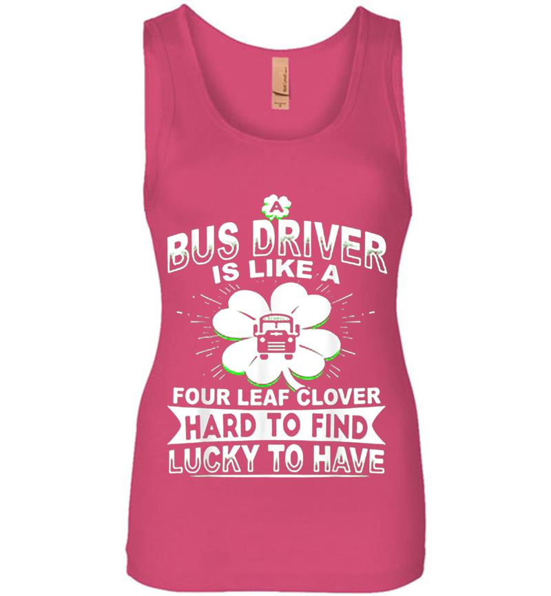 Inktee Store - Bus Driver Is Like A Four Leaf Clover Hard To Find Lucky Womens Jersey Tank Top Image