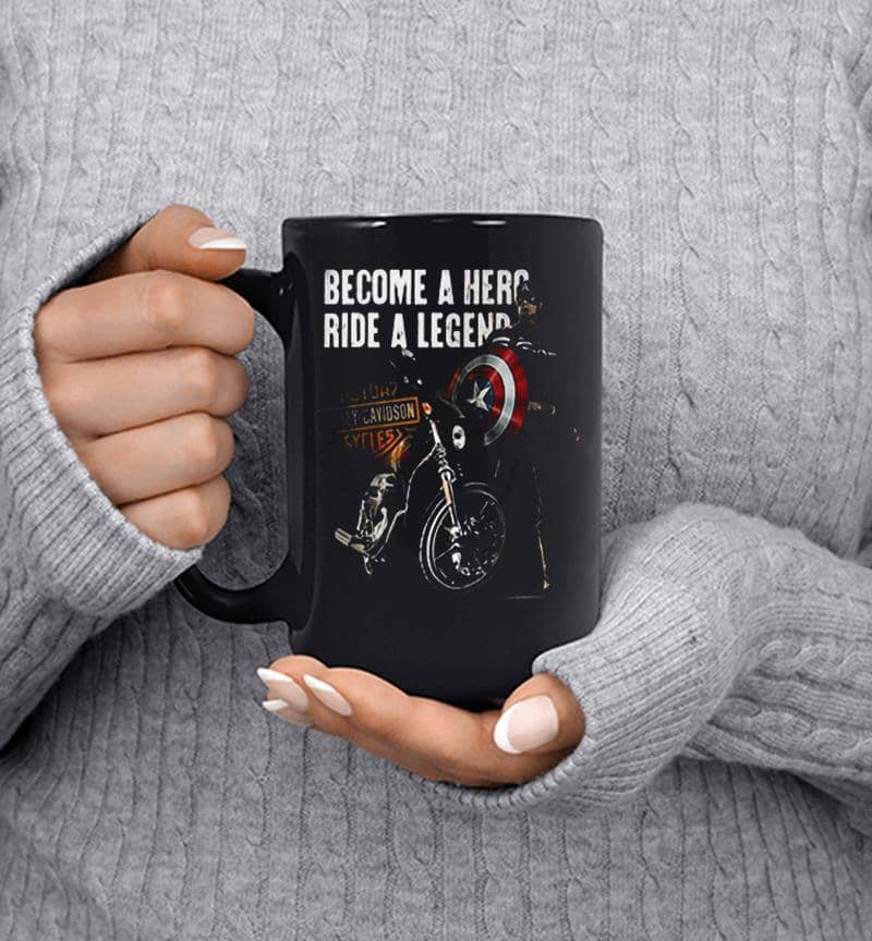 Captain America And Motorcycle Harley-Davidson Become A Hero Ride A Legend Mug