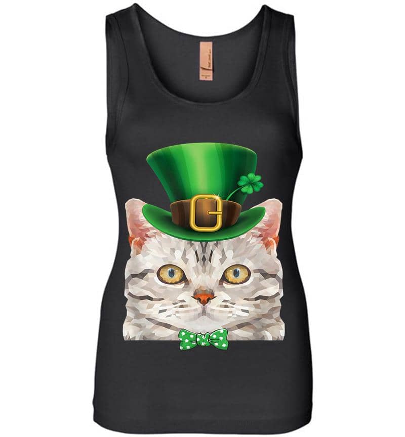 Cat Leprechaun St Patricks Day Kitty Kitten S Womens Jersey Tank Top