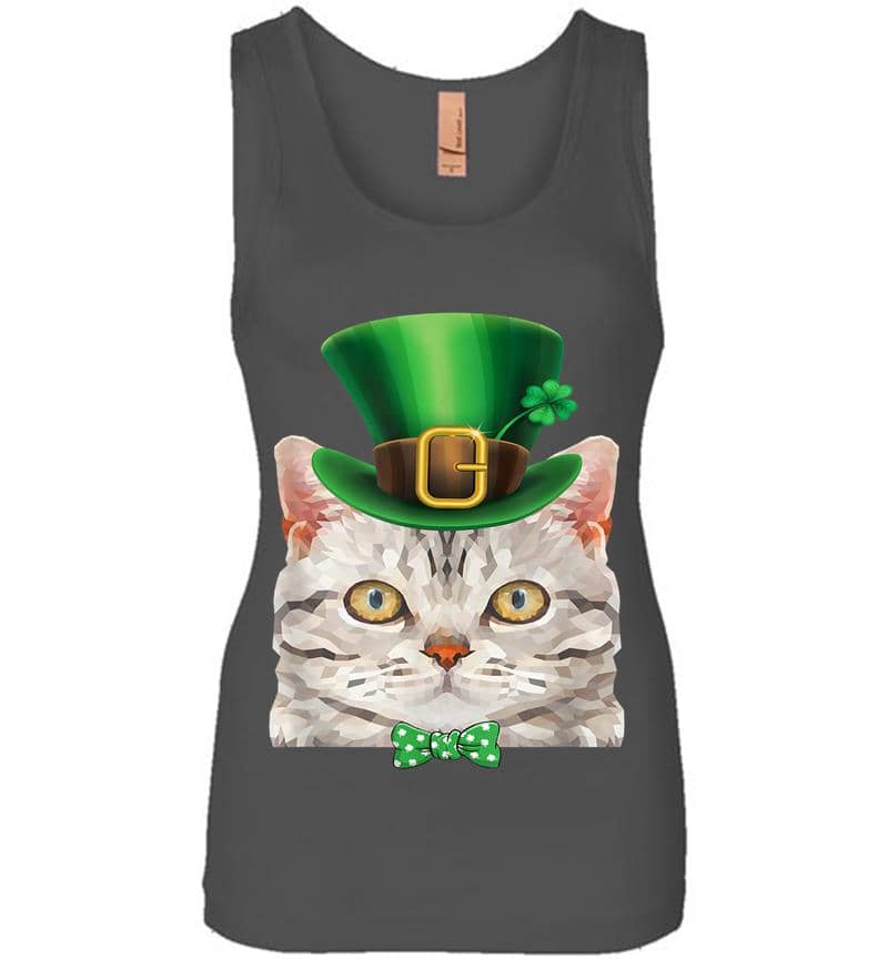 Inktee Store - Cat Leprechaun St Patricks Day Kitty Kitten S Womens Jersey Tank Top Image