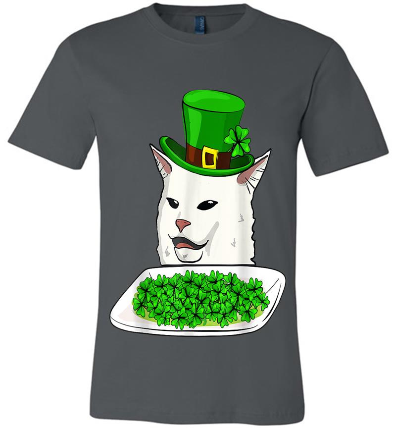Cat Meme Yelling St Patricks Day Irish Cat Lovers Premium T-Shirt