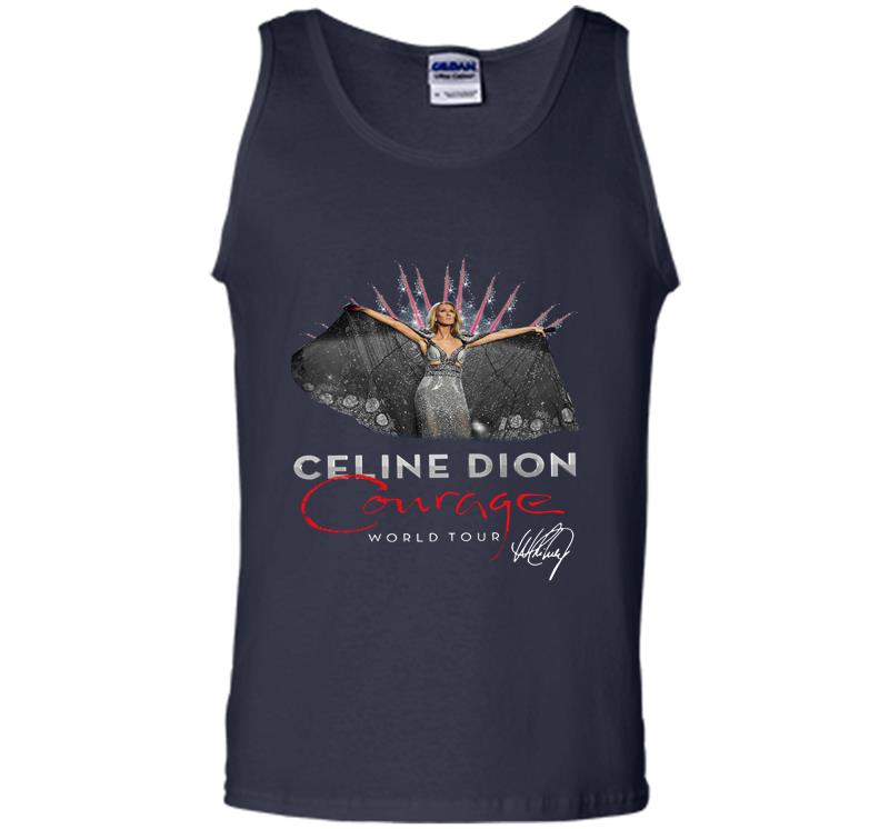 Inktee Store - Celine Dion Courage World Tour Signature Mens Tank Top Image