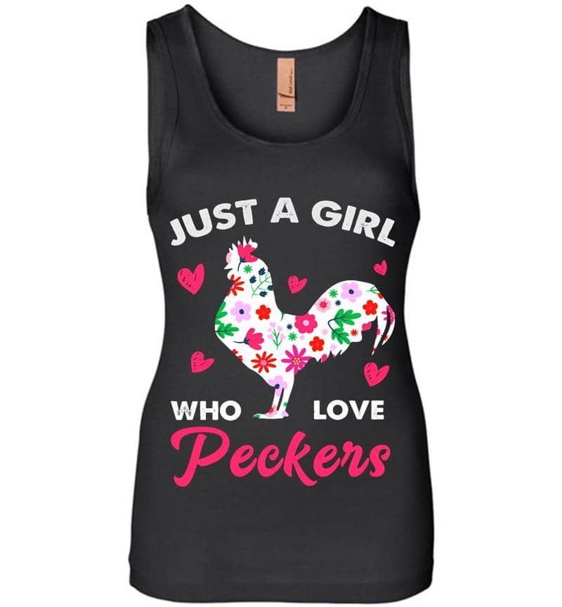 Chicken Floral Just A Girl Who Love Peckers Womens Jersey Tank Top