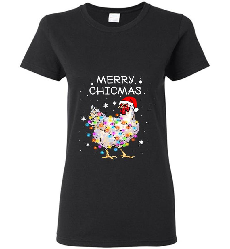 Chicken Santa Merry Christmas Womens T-Shirt