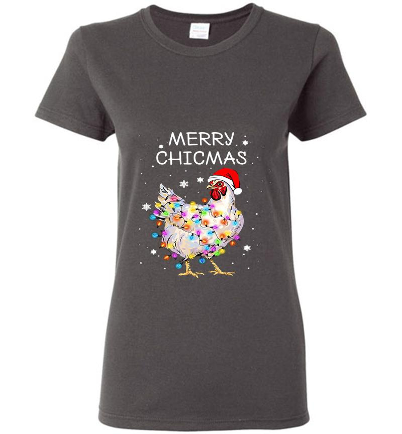Inktee Store - Chicken Santa Merry Christmas Womens T-Shirt Image