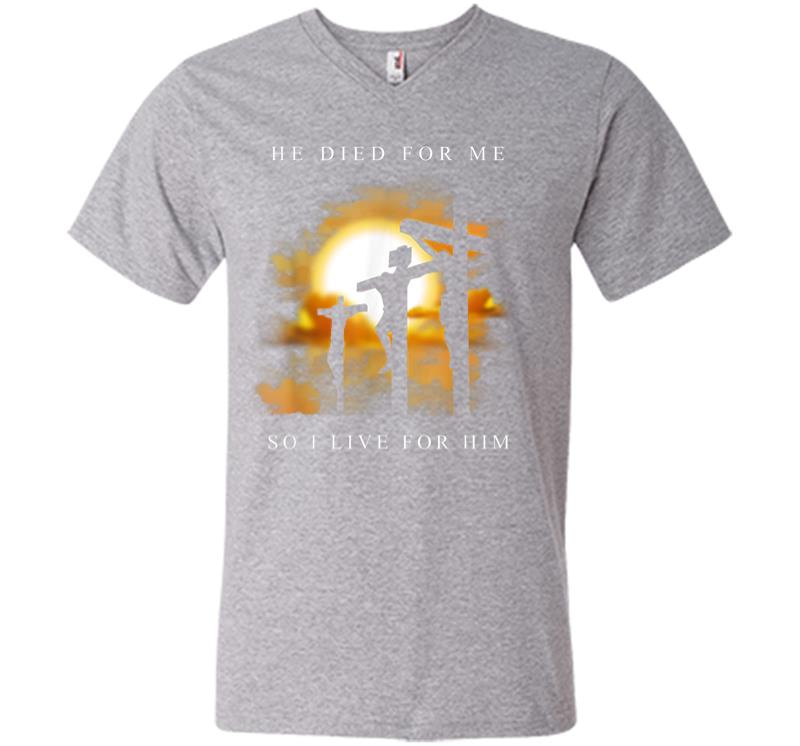 Inktee Store - Christian Bible Verse Jesus Died For Me V-Neck T-Shirt Image