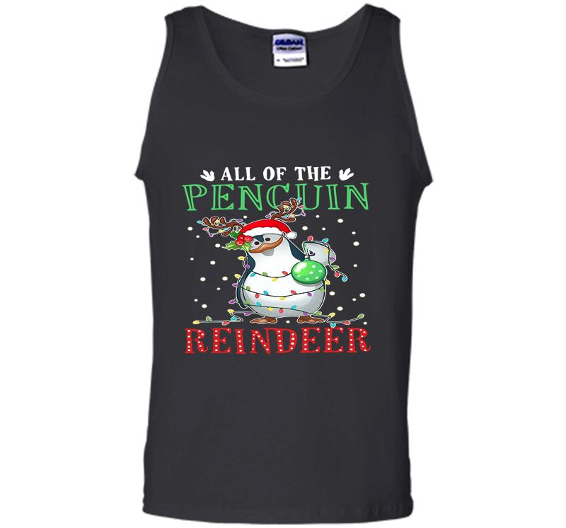 Inktee Store - Christmas All Of The Pencuin Reindeer Mens Tank Top Image