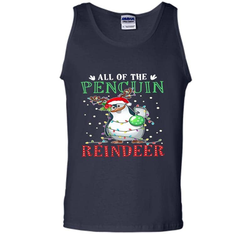 Inktee Store - Christmas All Of The Pencuin Reindeer Mens Tank Top Image