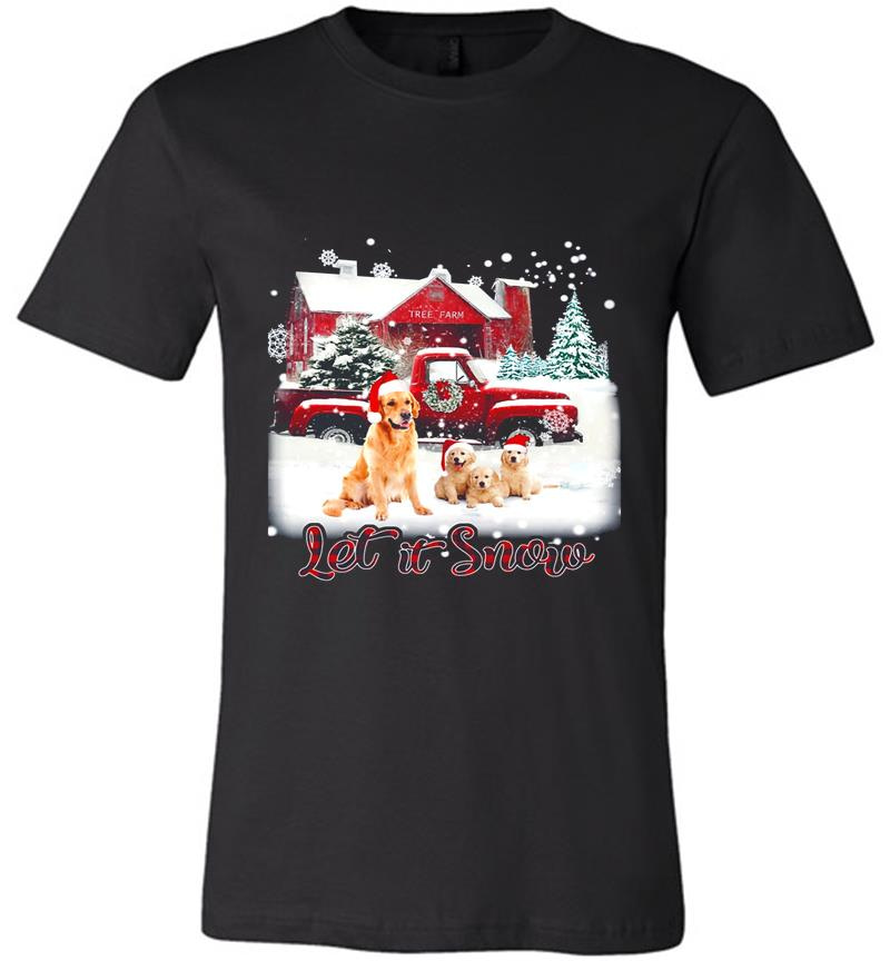 Inktee Store - Christmas Golden Retriever Santa Let It Snow Premium T-Shirt Image