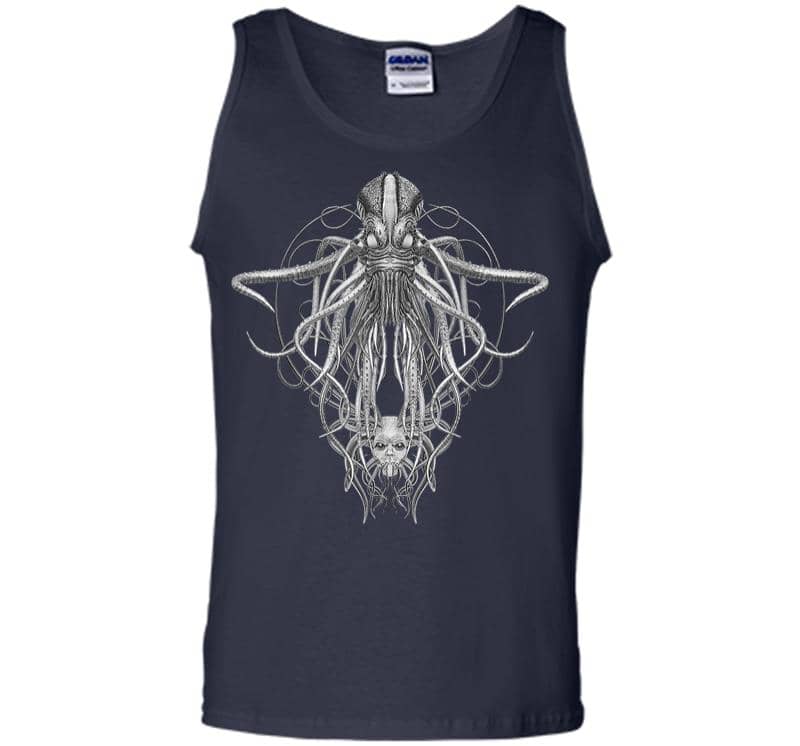 Inktee Store - Cthulhu Monster In Black And White Retro Vintage Steampunk Men Tank Top Image