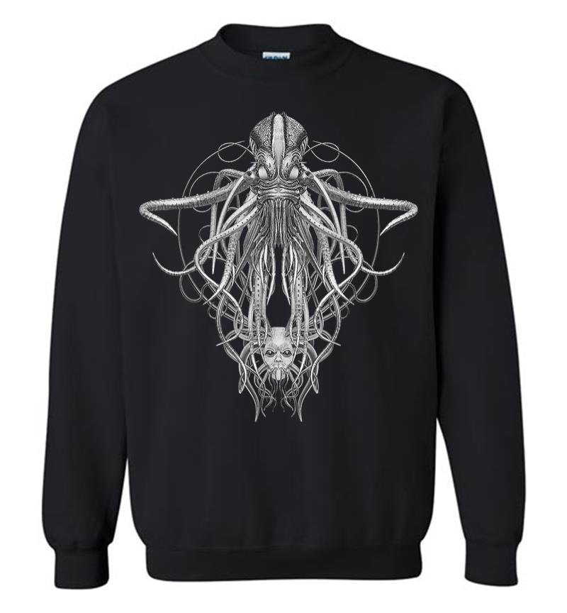 Cthulhu Monster In Black And White Retro Vintage Steampunk Sweatshirt
