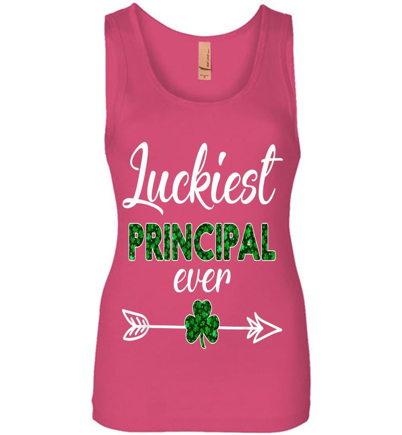 Inktee Store - Cute Luckiest Principal Ever St Patricks Day Womens Jersey Tank Top Image