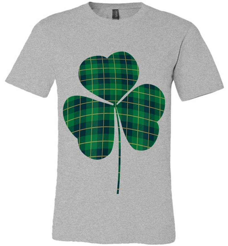 Inktee Store - Cute Shamrock Buffalo Plaid St Patrick'S Day Irish Love Premium T-Shirt Image