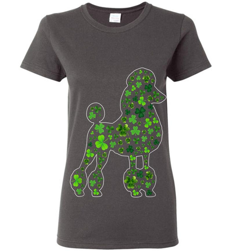 Inktee Store - Cute Shamrock Poodle Dog Mom Dad St Patricks Day Irish Womens T-Shirt Image