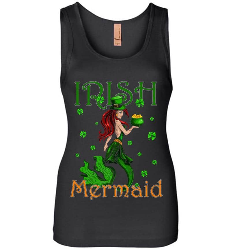 Cute St. Patricks Day Irish Mermaid For Womens Jersey Tank Top