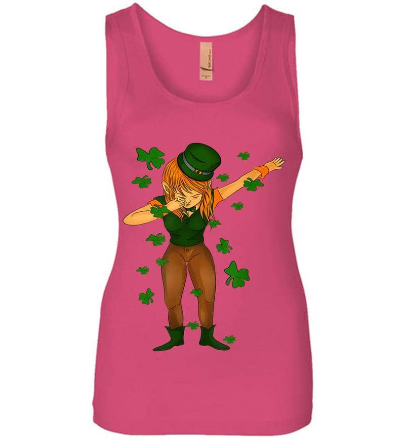 Inktee Store - Dabbing Leprechaun St. Patricks Day For Kids Womens Jersey Tank Top Image