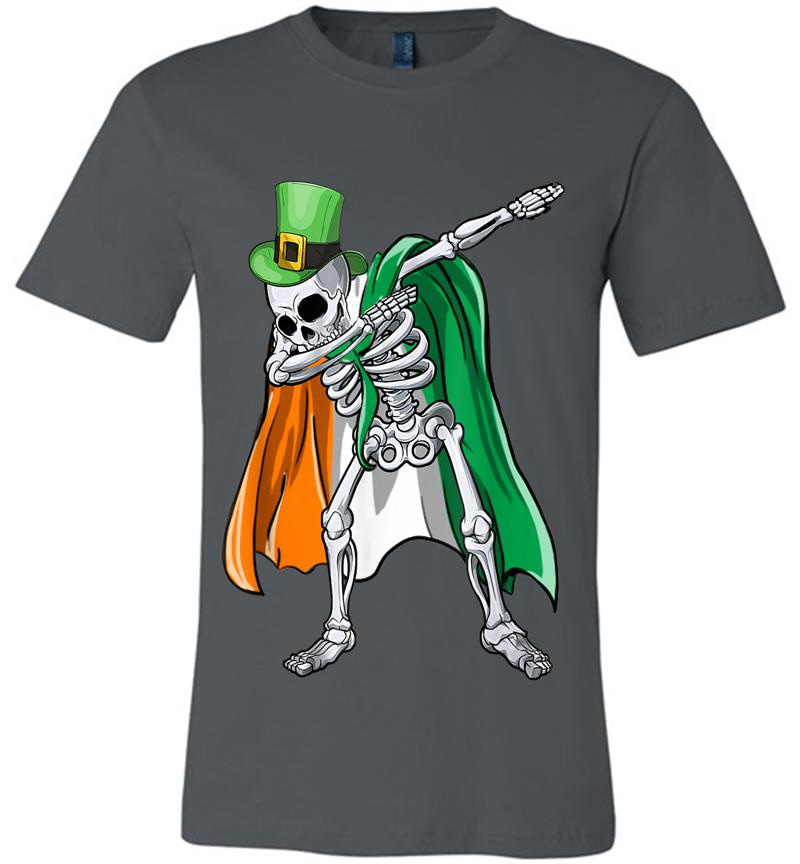 Dabbing Skeleton Irish Shamrock St Patricks Day Premium T-Shirt