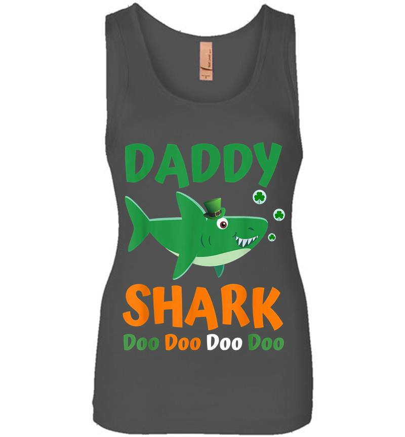 Inktee Store - Daddy Shark Irish St Patricks Day For Dad Womens Jersey Tank Top Image