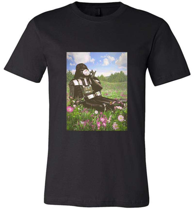 Inktee Store - Darth Vader Drink Tea Flowers Premium T-Shirt Image