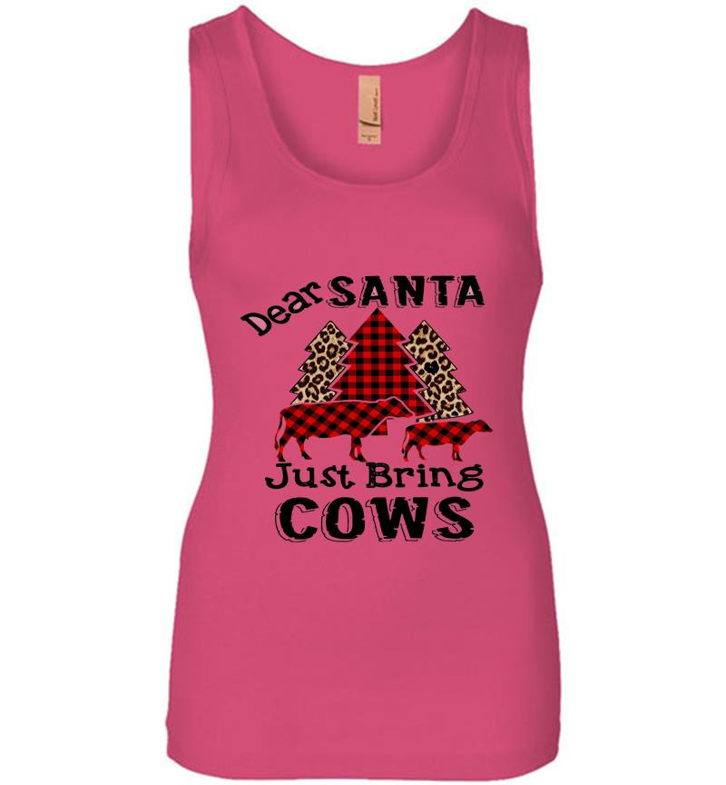 Inktee Store - Dear Santa Just Bring Cows Womens Jersey Tank Top Image