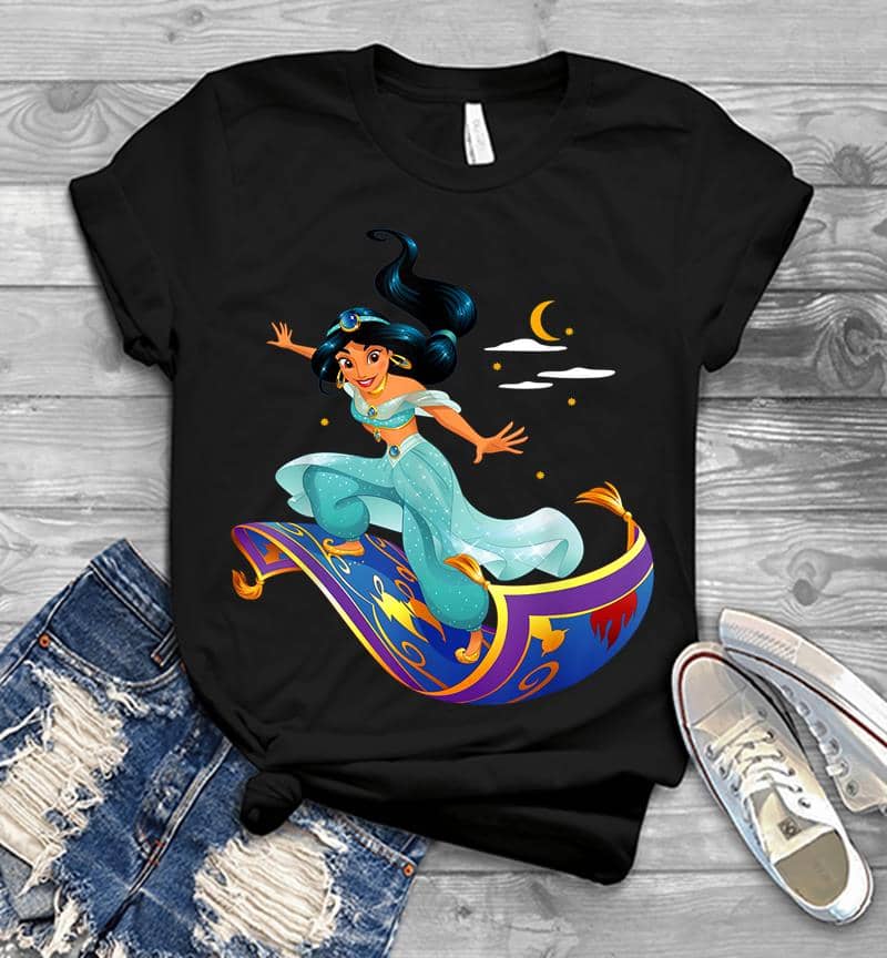 Disney Aladdin Princess Jasmine Magic Carpet Pose Mens T-Shirt