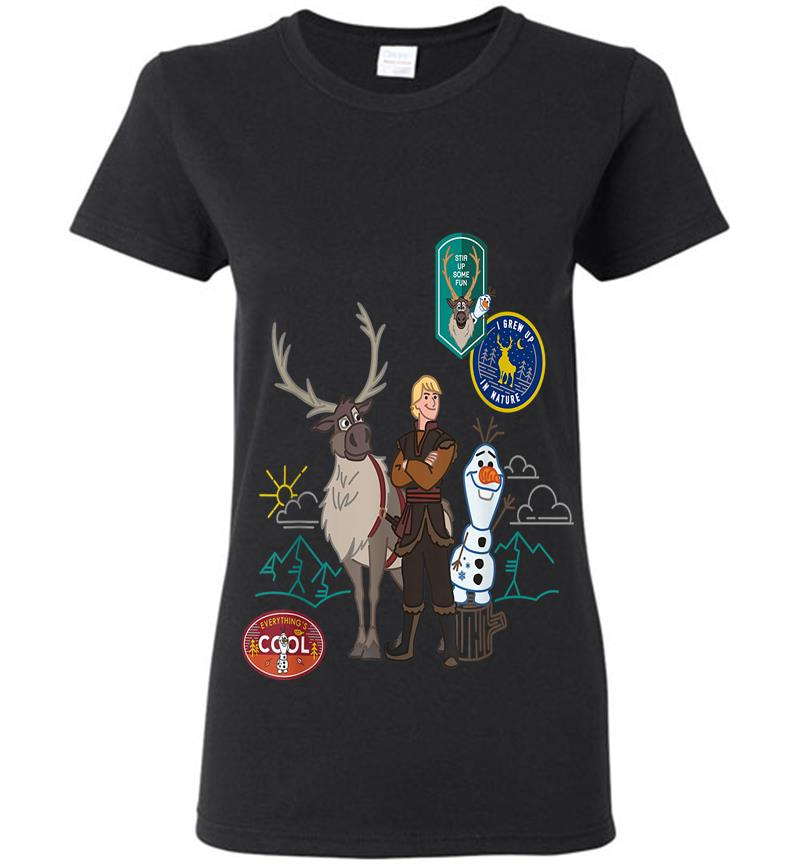 Disney Frozen 2 Olaf, Sven, And Kristoff Patches Womens T-shirt