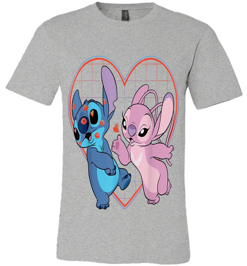 Inktee Store - Disney Lilo And Stitch Angel Heart Kisses Premium T-Shirt Image