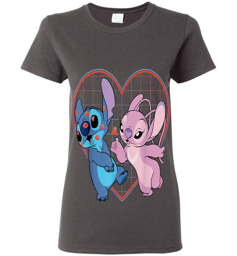 Inktee Store - Disney Lilo And Stitch Angel Heart Kisses Womens T-Shirt Image