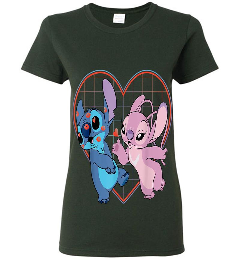 Inktee Store - Disney Lilo And Stitch Angel Heart Kisses Womens T-Shirt Image