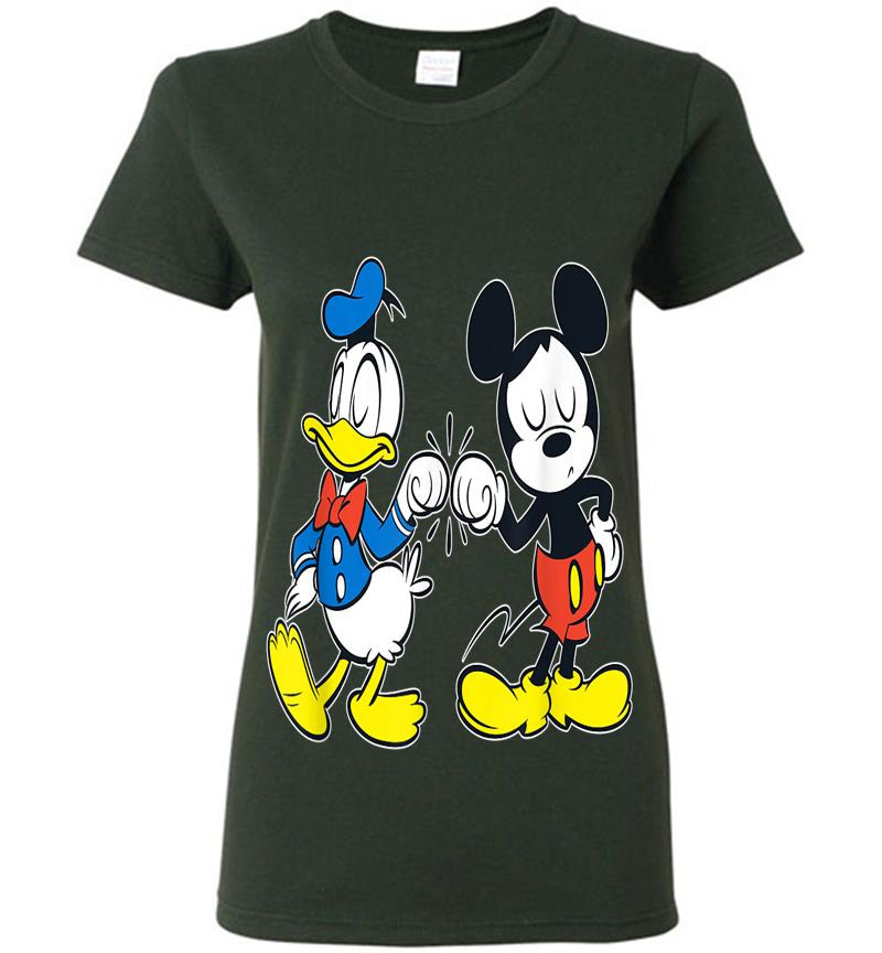 Inktee Store - Disney Mickey Mouse And Donald Duck Best Friends Outline Womens T-Shirt Image
