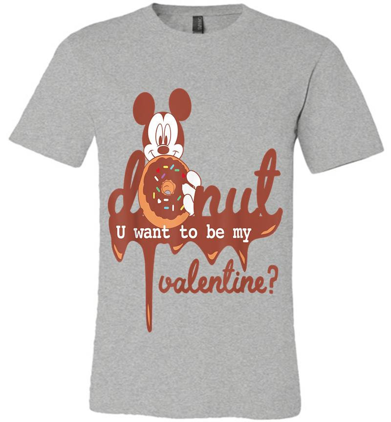 Inktee Store - Disney Mickey Mouse Donut U Want To Be My Valentine Premium T-Shirt Image