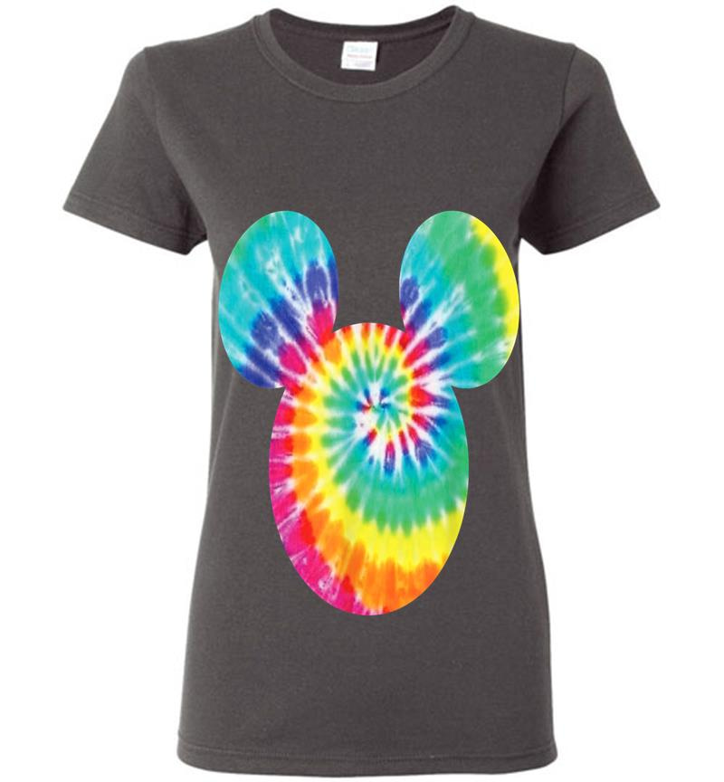 Inktee Store - Disney Mickey Mouse Icon Rainbow Tie-Dye Womens T-Shirt Image