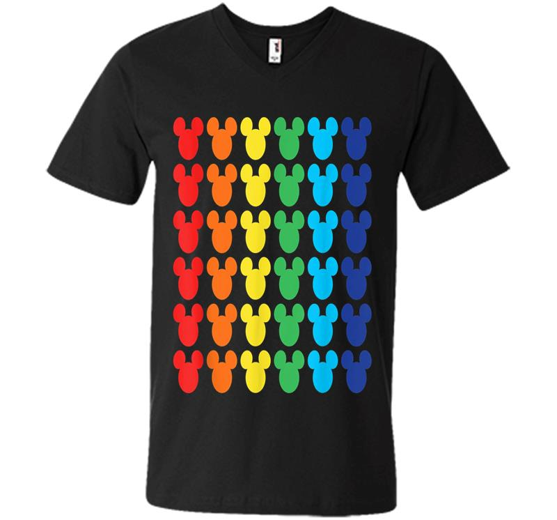 Disney Mickey Mouse Rainbow Icons V-neck T-shirt