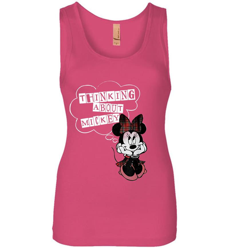 Inktee Store - Disney Valentines Thinking About Mickey Womens Jersey Tank Top Image