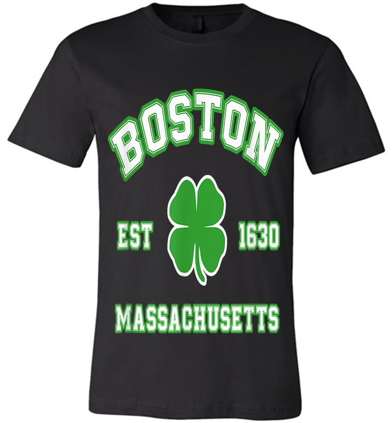 Inktee Store - Distressed St. Patricks Day Irish Boston Mass Premium T-Shirt Image