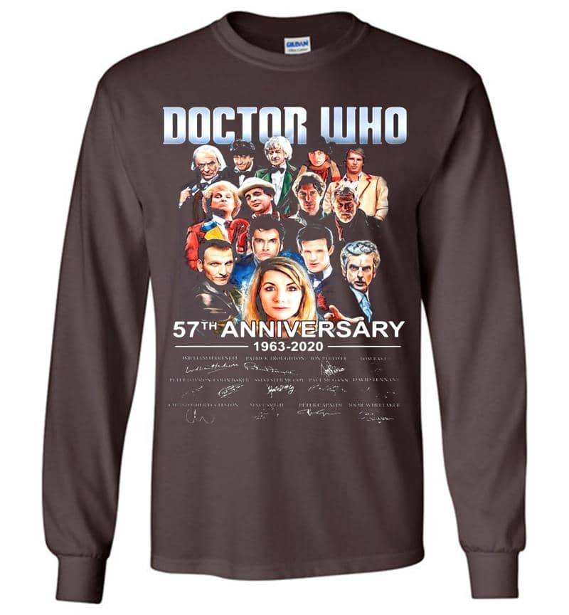 Inktee Store - Doctor Who 57Th Anniversary 1963-2020 Signature Long Sleeve T-Shirt Image