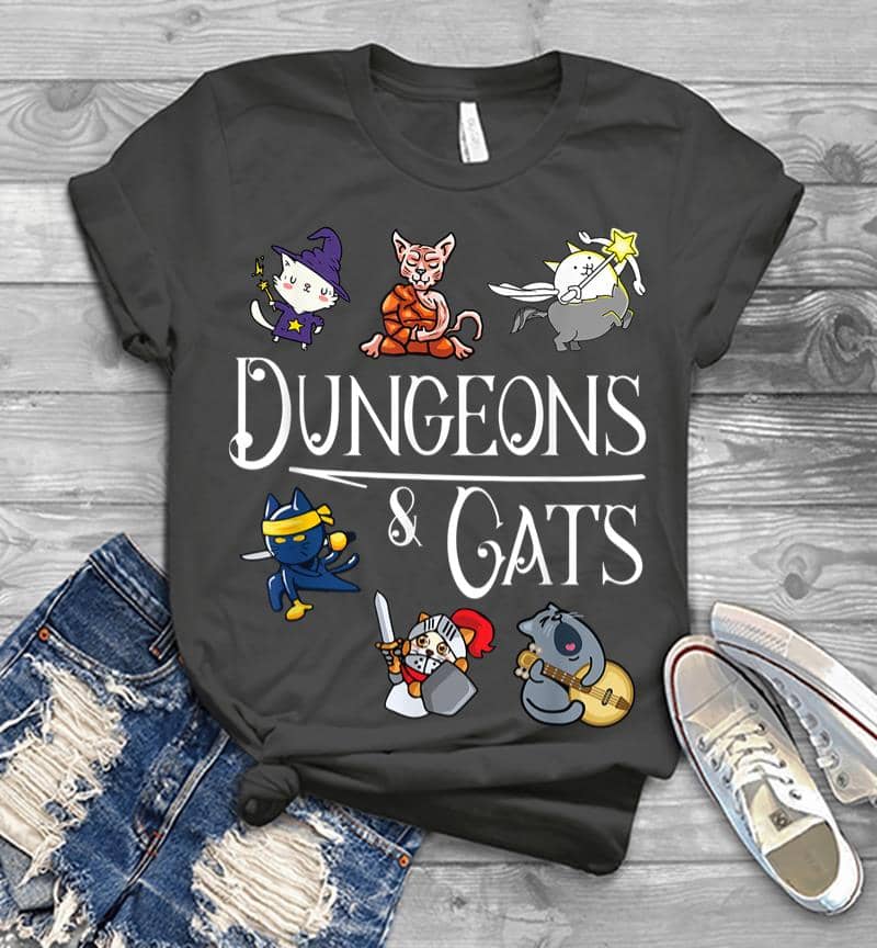 Inktee Store - Dungeons And Cats Funny Dragon Cat Kitten Lover Kitty Gift Men T-Shirt Image