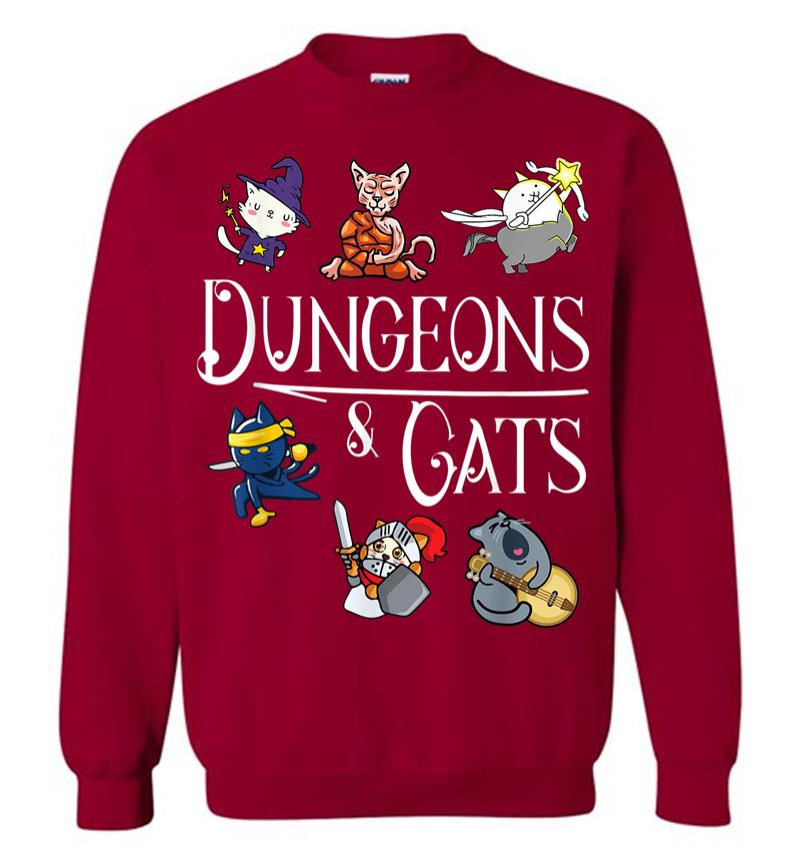 Inktee Store - Dungeons And Cats Funny Dragon Cat Kitten Lover Kitty Gift Sweatshirt Image