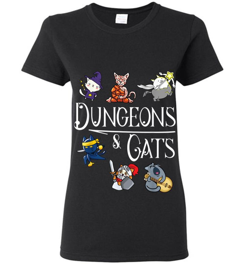 Dungeons And Cats Funny Dragon Cat Kitten Lover Kitty Gift Women T-Shirt