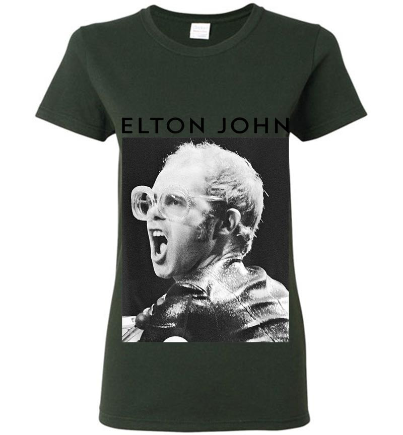 Inktee Store - Elton John Official Black &Amp; White Photo Womens T-Shirt Image
