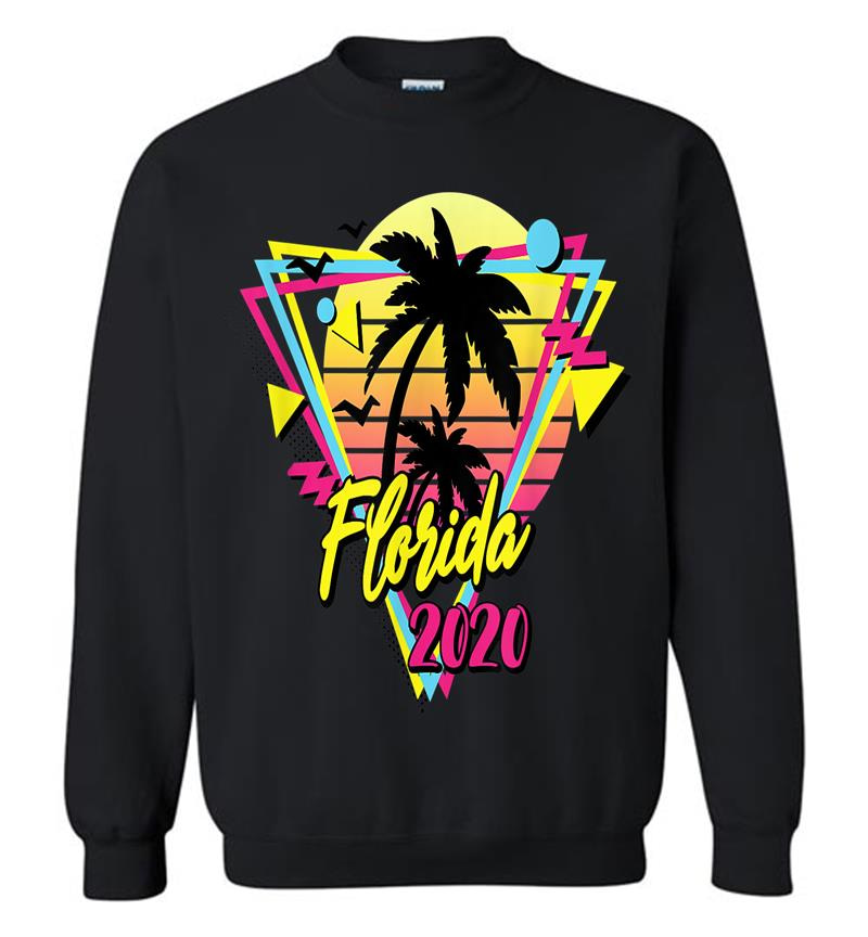 Florida 2020 Retro Vacations Beach 80S 70S Palm Tree Sunset Sweatshirt