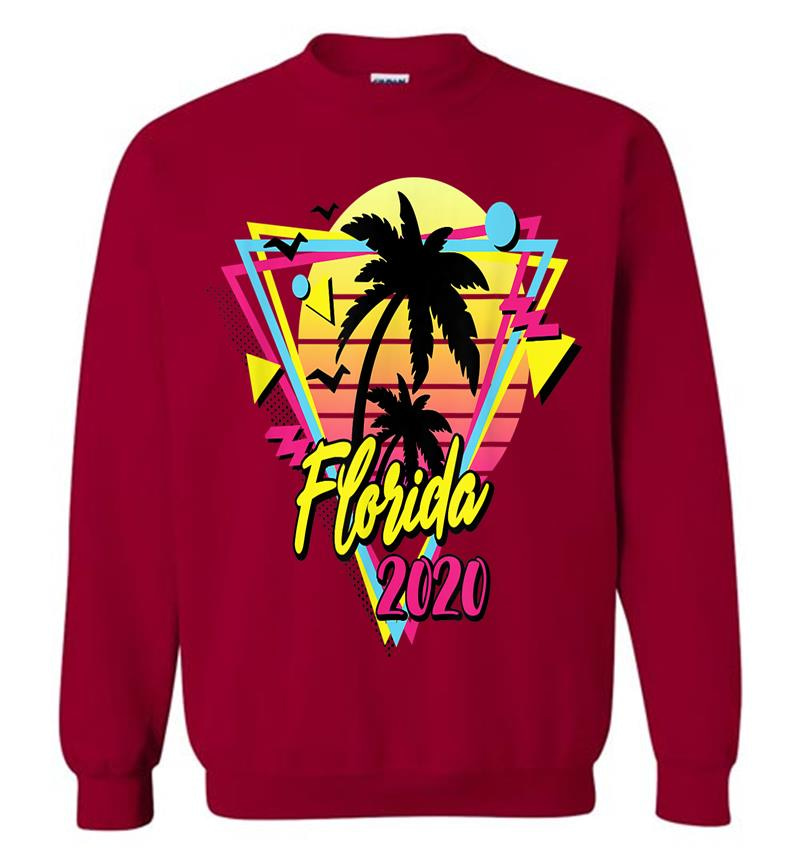 Inktee Store - Florida 2020 Retro Vacations Beach 80S 70S Palm Tree Sunset Sweatshirt Image